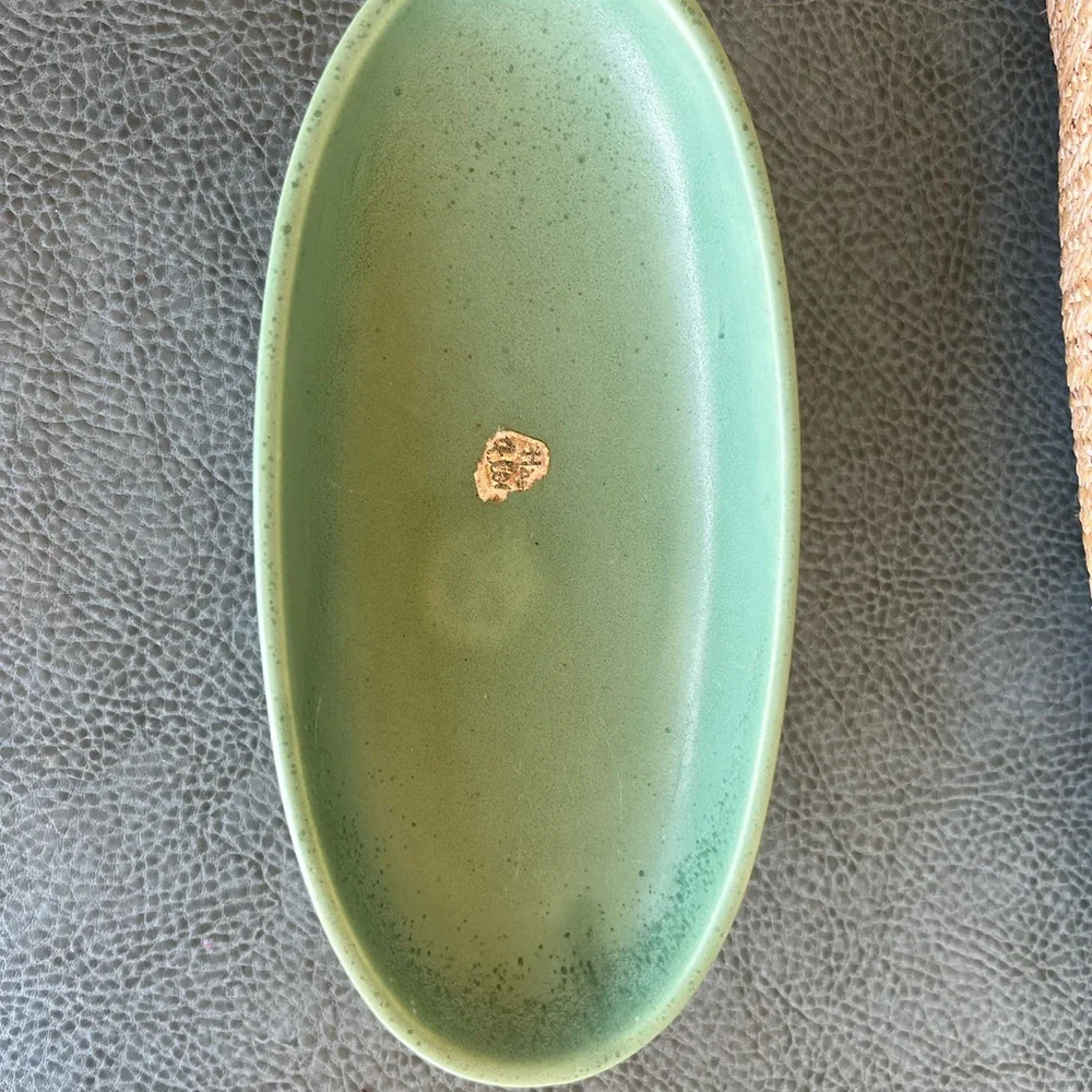 Vintage Haegar Pottery pedestal Bowl Teal